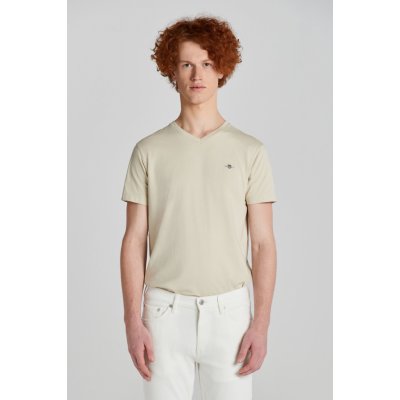 Gant tričko Slim Shield V-Neck T-Shirt hnedé
