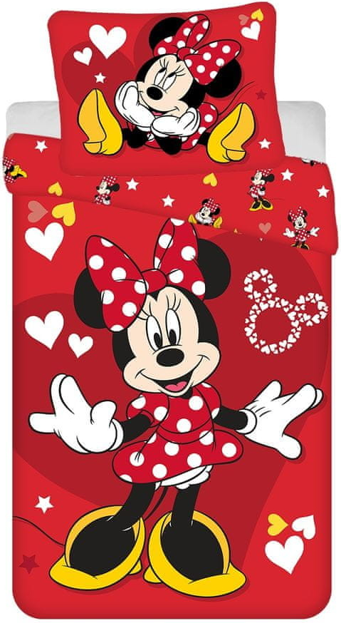 Jerry Fabrics bavlna obliečky Minnie Red heart 140x200 70x90