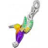 Strieborný prívesok s karabínkou - Kolibrík farebný