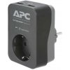 APC Essential SurgeArrest, 1 zásuvka, 2 USB nabíjecí konektory, černá, SCHUKO (PME1WU2B-GR)