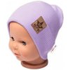 Baby Nellys Rebrovaná dvojvrstvová čiapka s lemom - lila, veľ. 80/86, 80/86 (12-18m)