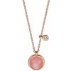 ESPRIT strieborný náhrdelník s ružovým kameňom ESNL00951342