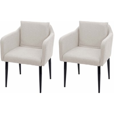 Mendler sada 2 jedálenských stoličiek HWC-H93, kuchynská stolička polohovateľná stolička ~ látka/textil krémovo-béžová