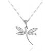 Minet Strieborný náhrdelník vážka s čírymi zirkónmi JMAS5037SN45