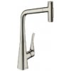 Hansgrohe M71 - Drezová batéria Metris Select s výsuvnou spŕškou, vzhľad nerezový 73820800