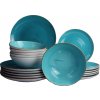 Lubiana Špičková porcelánová jedálenská súprava pre 6 osôb – tyrkysová, ručne zdobená