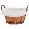 PRÚT. KOŠÍK OVÁL HNEDÝ S RÚČKOU BIELA LÁTKA 29x23x15CM