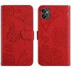 Peňaženkové kožené puzdro BUTTERFLY na Motorola Moto G32 - Červená