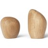 ferm LIVING Sada soľničky a koreničky CAIRN, sada 2 ks, svetlo hnedá, drevo