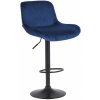 Design-Shop Barová stolička Solon - zamat, čierny rám - modrá