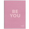 MIQUELRIUS Be You, blok A4, špirálový, linajkový, kartónová väzba, 80 listov, špirála na dlhej strane, ružový