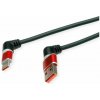 Kábel USB 2.0 AM/CM Typ C 1m, High Speed, čierny/červený, uhľový 90°, otočné konektory 11028345