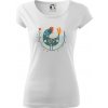 Folklór - sliepky s margarétkami - Dámske tričko Pure - M ( Biela )