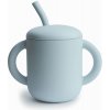 Mushie Training Cup with Straw hrnček s rúrkou Powder blue 175 ml