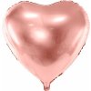 PartyDeco Fóliový balón Srdce ružové zlato 45 cm