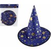 Klobúk čarodejnický pre deti s priemerom 38 cm modro-zlatý
