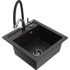 Mexen Vito, 1-komorový granitový drez 520x490x210 mm, drezová batéria Duo, čierna-zlatá metalíza, 6503-75-671701-07-B