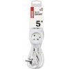 Predlžovací kábel 5 m / 3 zásuvky / biely / PVC / 1 mm2
