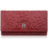 Dámska kožená peňaženka veľká červená s kvetinovým vzorom a RFID ochranou Paolo Peruzzi
