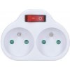 Solight rozbočovač, 2x10A, biely, vypínač [P97]