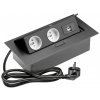 Obdélníková výsuvná zásuvka, 2x 240V, 2x USB, čern