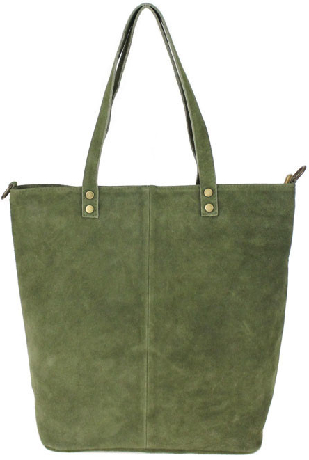 Borse in Pelle kožená veľká khaki zelená brúsená praktická dámska kabelka
