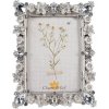 Clayre & Eef Strieborný fotorámik zdobený kvietkami - 16*2*21 cm / 10*15 cm - Clayre & Eef