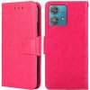 Peňaženkové kožené puzdro Crystal na Motorola Edge 40 Neo - Ružovo červená