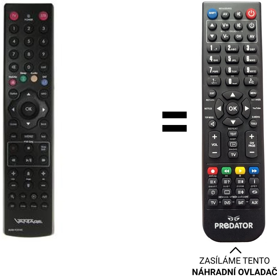 Diaľkový ovládač Predátor Vantage HD8000, 7100, 6000, 1100