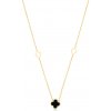 Lillian Vassago Zlatý náhrdelník s onyxom, štvorlístky LLV31-GN042