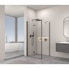 Erga Berlin, sprchový kút so skladacími dverami 85(dvere) x 70(stena) x 195 cm, 6mm číre sklo, čierny profil, ERG-V02-BERLIN-D085G070-CL-BK