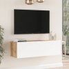 Závesný TV stolík Houseland Fullio borovica Atlantic/biela