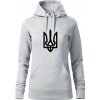 Ukrajina trojzubec veľký - Mikina dámská Cape s kapucí - L ( Svetlosivý melír )