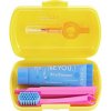 Curaprox Travel Set zubná kefka + CPS medzizubné kefky 2 ks + zubná pasta 10 ml darčeková sada, žltý