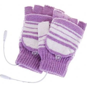 USB dámske vyhrievané rukavice purpurové