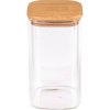 Sklenená dóza s bambusovým vekom, hranatá - 1 ks Transparent