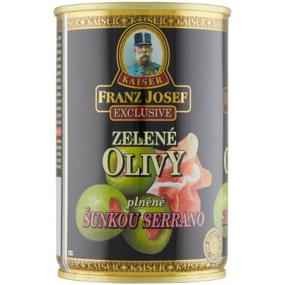 Franz Josef Kaiser Exclusive Zelené olivy plnené pastou zo šunky serrano v slanom náleve 300 g