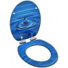 WC sedátko s funkcí pomalého sklápění MDF modré vodní kapka Modrá 146913