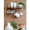 Chic Antique Biela antik kovová nástenná polička s háčikmi Old Shelf - 58*18*24 cm - Chic Antique