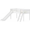 Stredne vysoké lôžko Flexa White so šikmým rebríkom a šmykľavkou - tyčková zábrana biela/biela uni