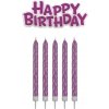 Sviečky ružové 16 ks + Happy Birthday
