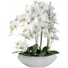 Umelá kvetina Orchidea biela v miske, 66cm