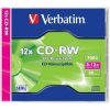 CD RW disk, prepisovateľný, SERL, 700MB, 8 12x, 1 ks, klasický obal, VERBATIM