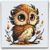 Vymalujsisam.sk Maľovanie podľa čísiel - Sova s veľkými očkami Veľkosť: 50x50cm, Rám: Na kartónovej doske
