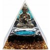 Nefertitis Orgonit pyramída Meditujúci Budha s čiernym achátom NF45597 - 6 x 6 x 6,5 cm