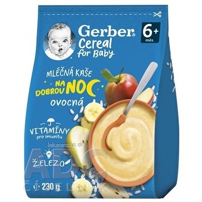 Gerber Cereal Mliečna KAŠA Dobrú noc Ovocná (od ukonč. 6. mesiaca) 1x230 g
