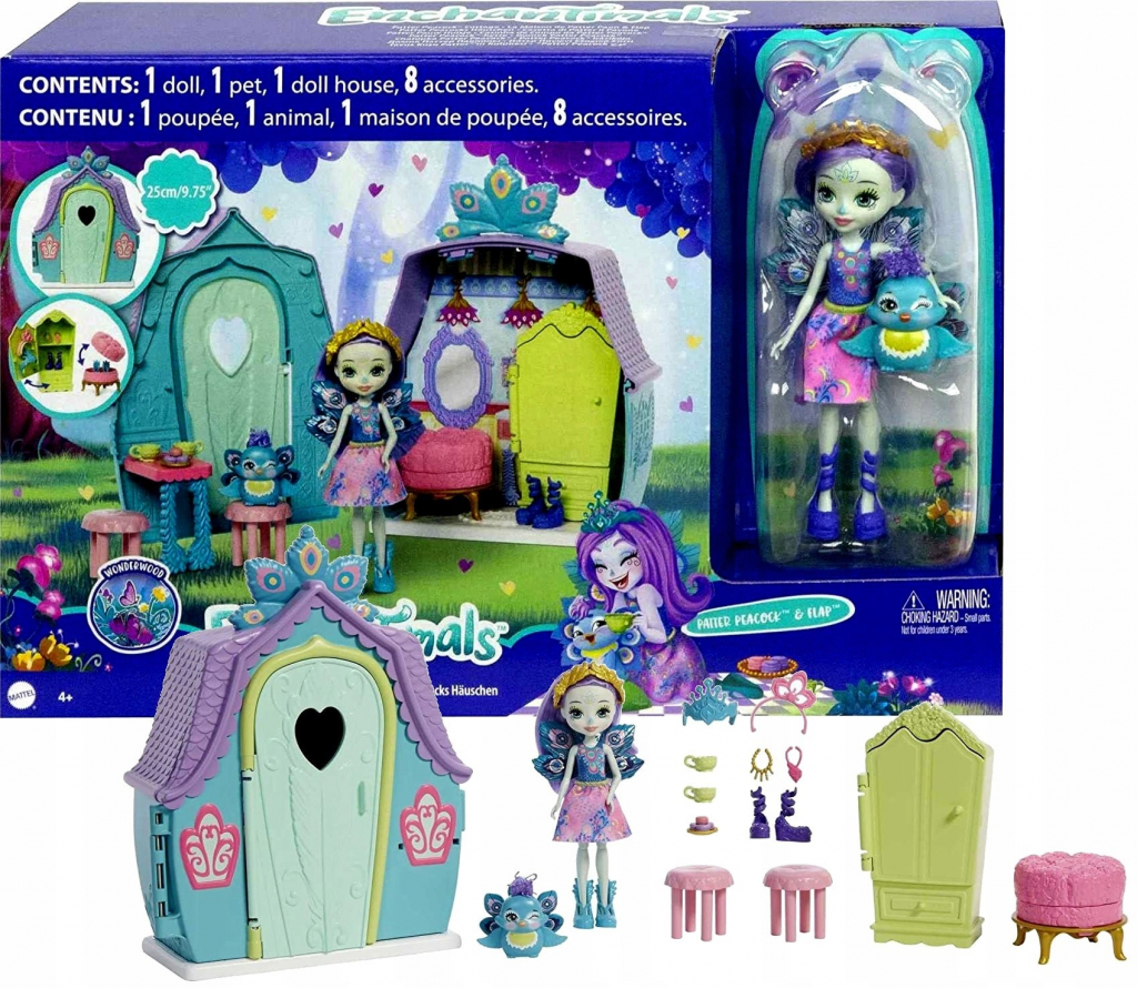 Mattel Enchantimals Domáci maznáčikovia Patter Peacock a Flap