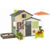 Domček Priateľov s veľkou záhradou Friends House Evo Playhouse Life Smoby v prírodných farbách rozšíriteľný