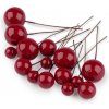 Guličky / bobule na drôtiku na tvorenie Ø1-2 cm - 1 sáčok 4 červená