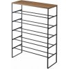YAMAZAKI Stojan na topánky s poličkou Tower 3370, na 18-21 párov, š 66 cm, kov/drevo, čierny